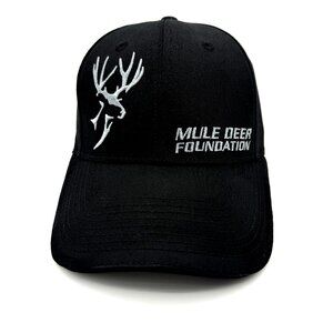 Mule Deer Foundation Black Cotton Strapback Hat – Embroidered Antler Logo